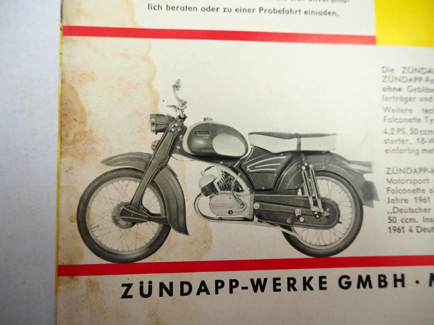 Original Prospekt Zündapp Super Falconette KS50 Motorrad 1960er Jahre
