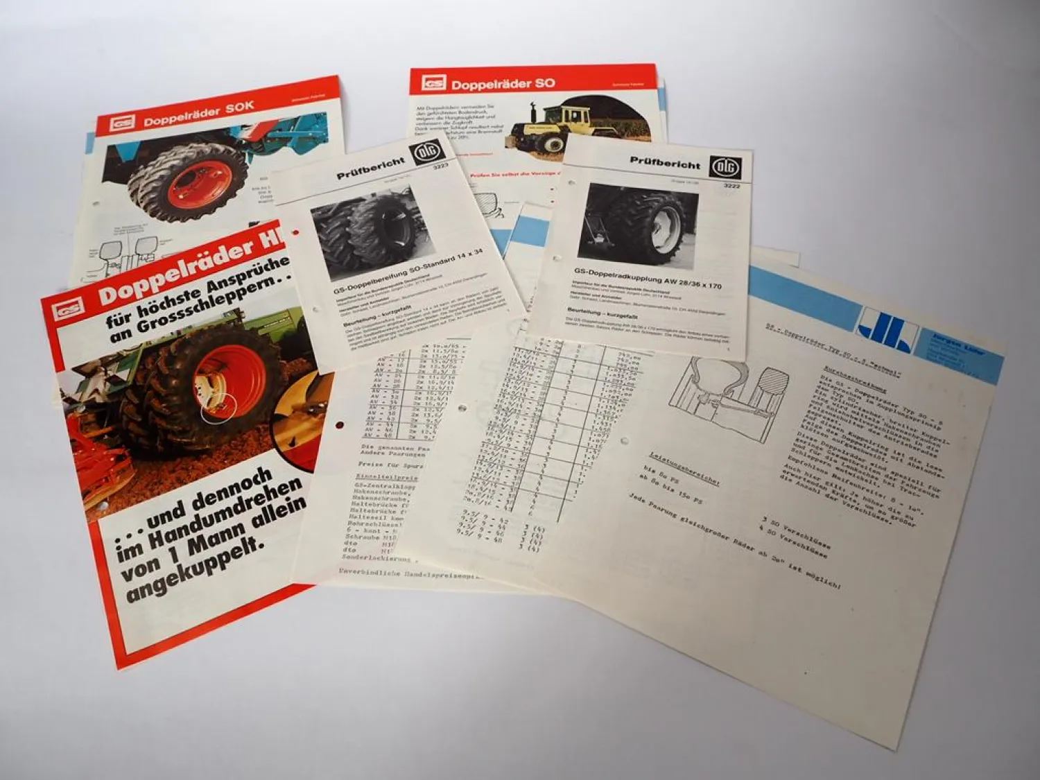 Original Prospekte GS Doppelräder Technische Beschreibungen Prüfeberichte 80er J