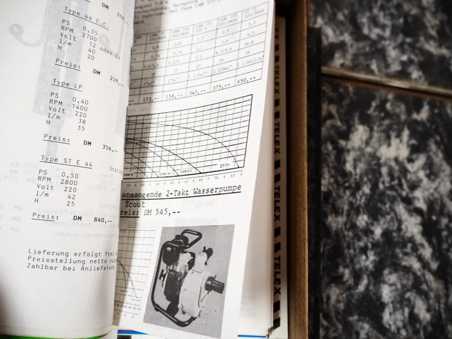 Original Prospekte von Pumpen aus der Landwirtschaft in Archivkasten 1970/90er