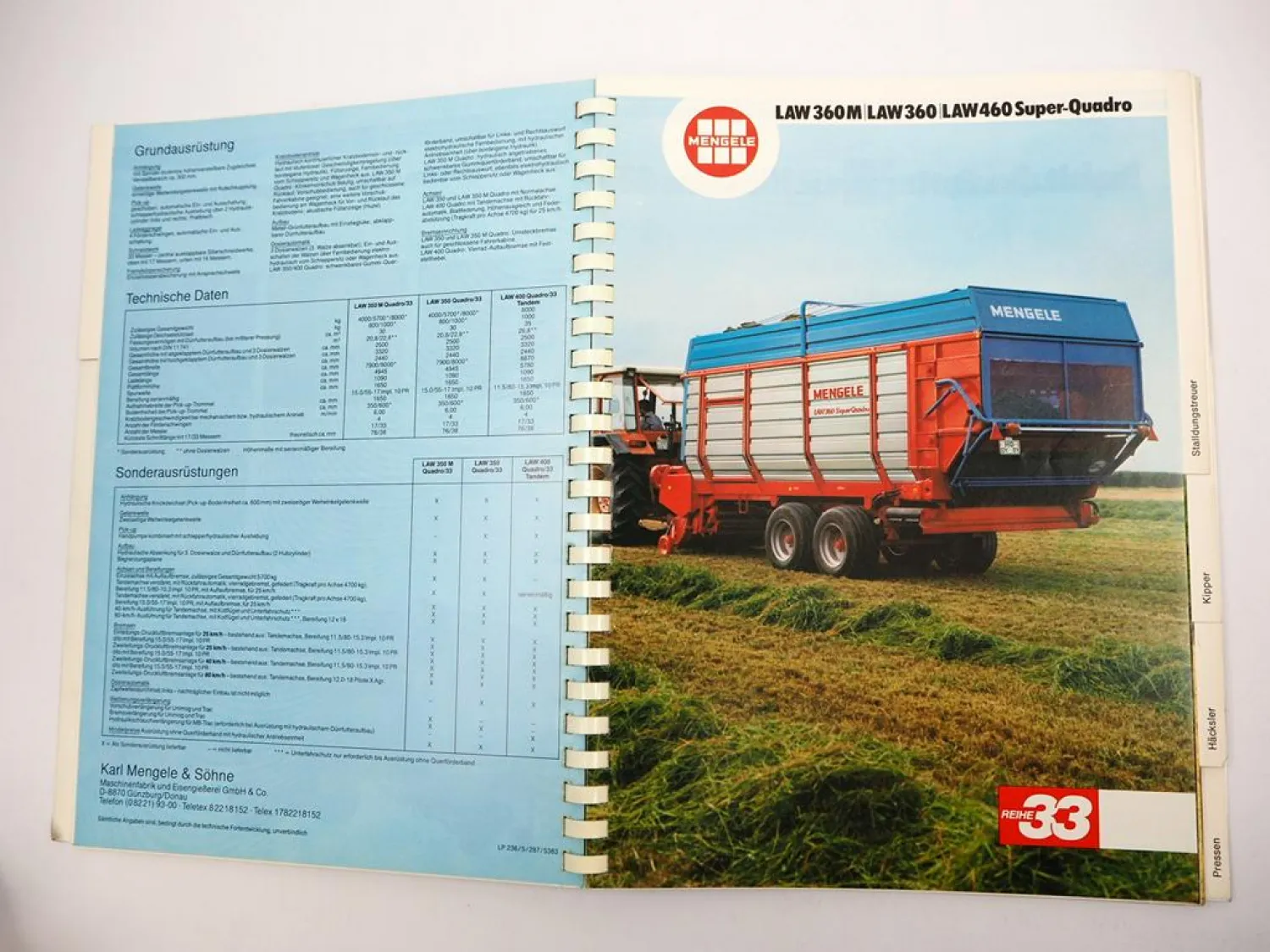 Original Prospektheft ca. 20 Prospekte Mengele Landtechnik Produktprogramm 1987