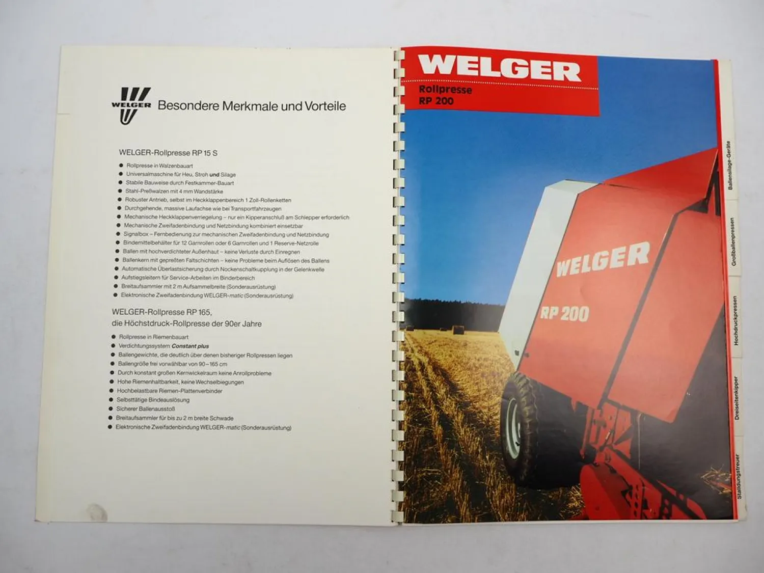 Original Prospektmappe m. 13 Prospekten Welger Verkaufsprogramm Landtechnik 1993