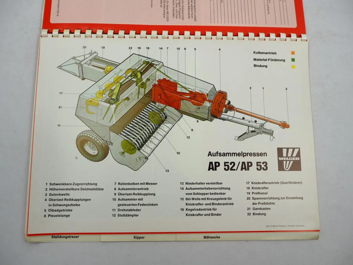 Original Prospektmappe m. 20 Prospekten Welger Verkaufsprogramm Landtechnik 1982