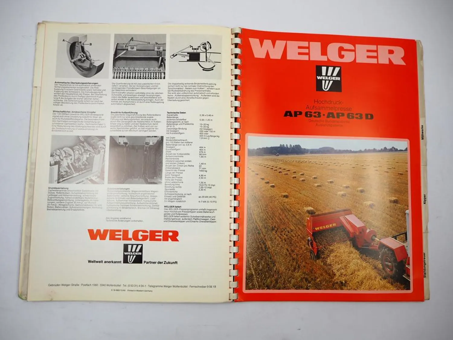 Original Prospektmappe Preisliste Welger Verkaufsprogramm Landtechnik 1981