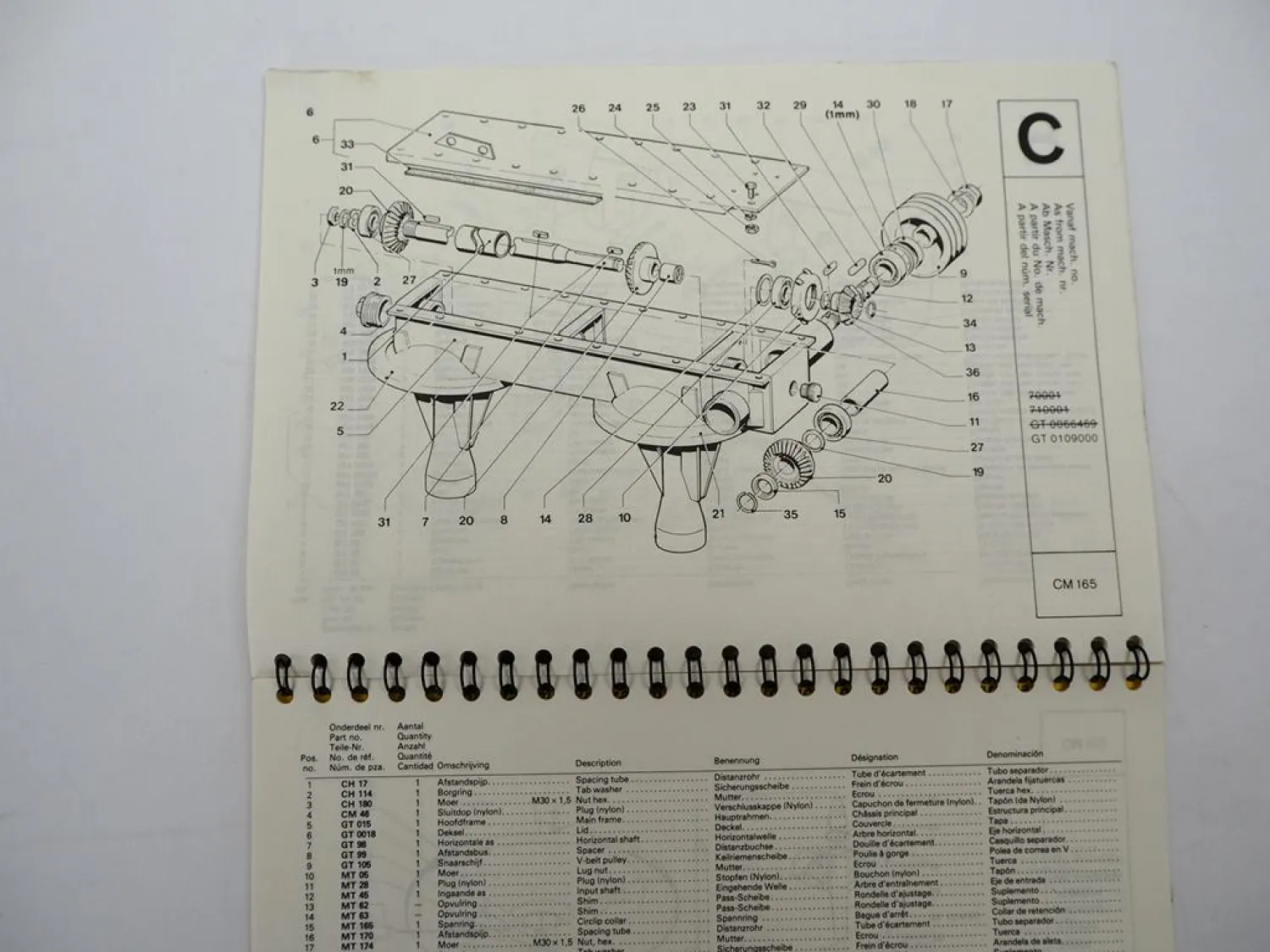Original PZ Zweegers CM165 Rotormäher Betriebsanleitung Ersatzteilliste