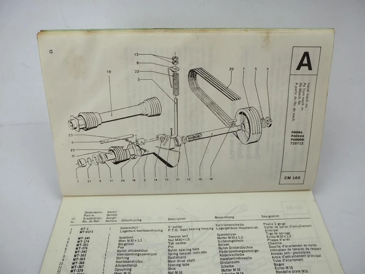 Original PZ Zweegers CM165 Rotormäher Betriebsanleitung Ersatzteilliste