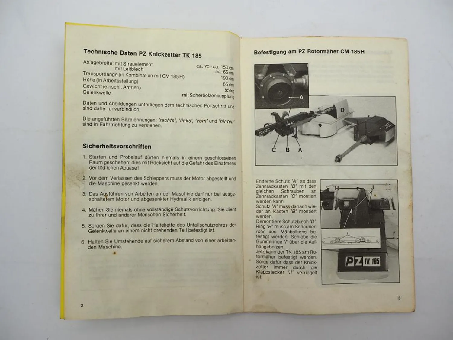Original PZ Zweegers TK185 Knickzetter Betriebsanleitung Ersatzteilliste
