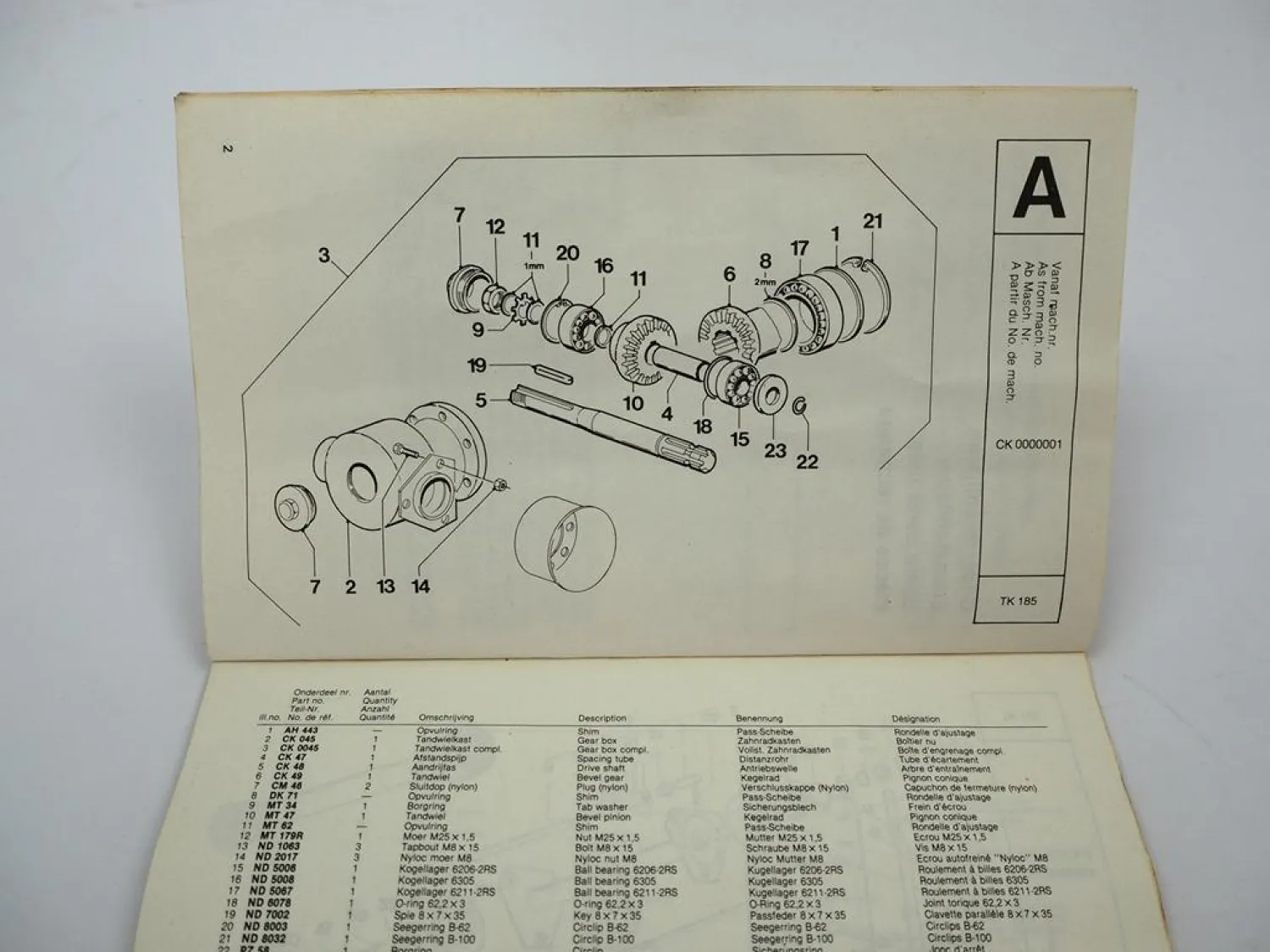Original PZ Zweegers TK185 Knickzetter Betriebsanleitung Ersatzteilliste