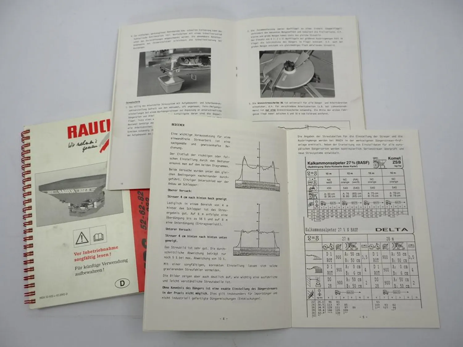 Original Rauch MDS 52 62 82 732 932 Düngerstreuer Streutabelle 2002 + Infoheft