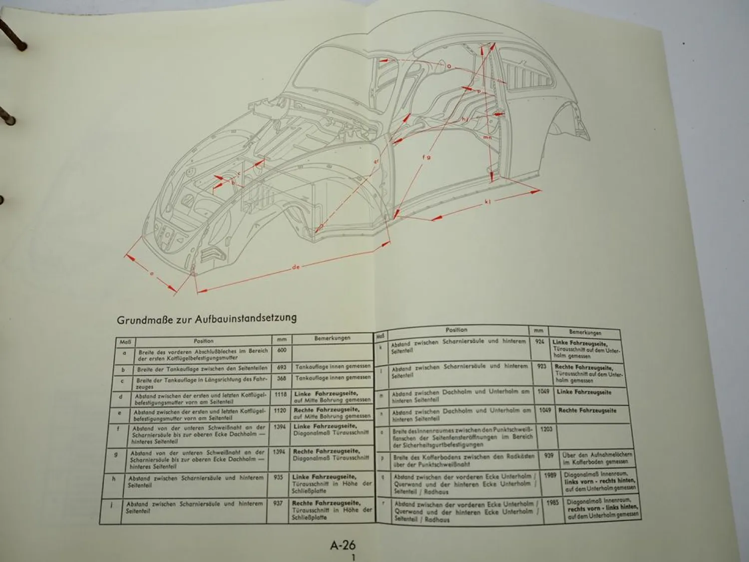 Original Reparaturleitfaden VW Käfer 1200 1300 1500 Werkstatthandbuch 1965 Karmann Ghia Coupe