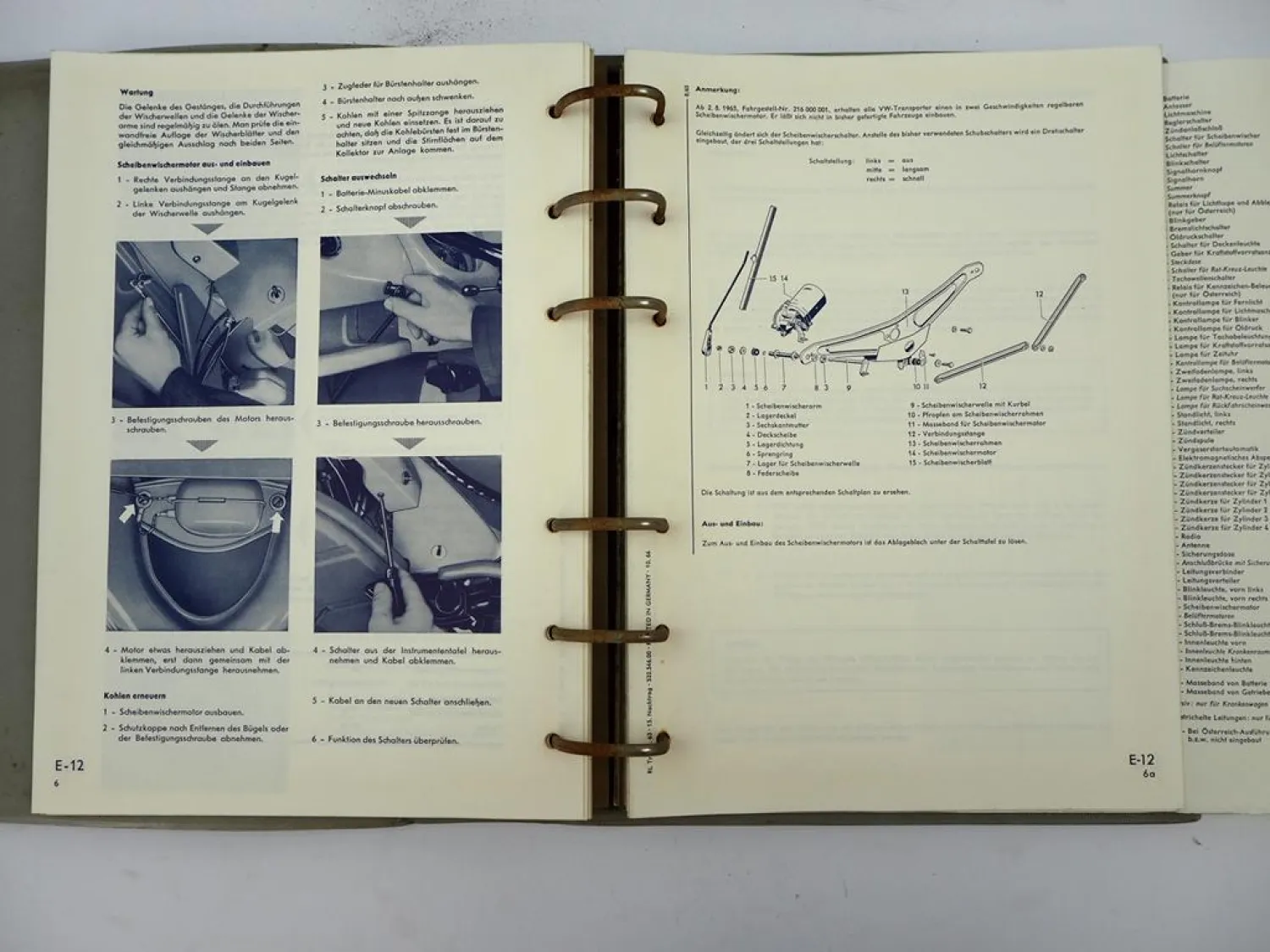 Original Reparaturleitfaden VW Transporter T1 Typ 2 ab 1963 Werkstatthandbuch 1968