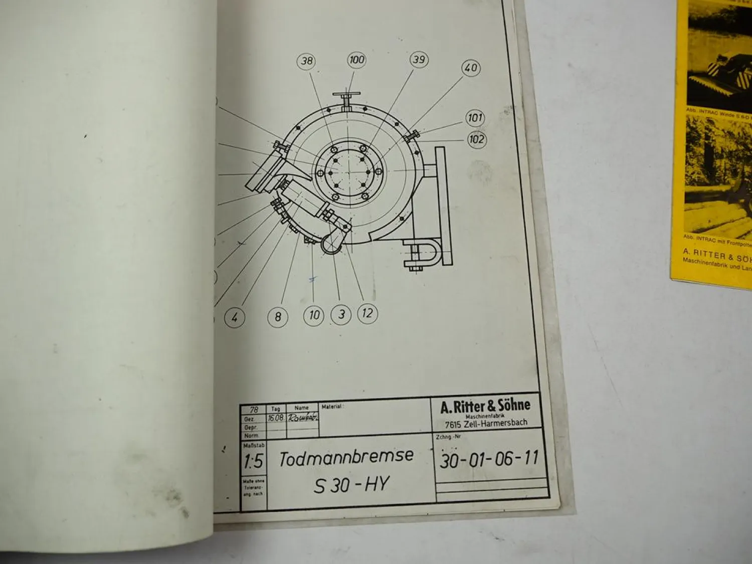 Original Ritter S66 S30 Seilwinde f. Schlepper Betriebsanleitung Ersatzteilliste