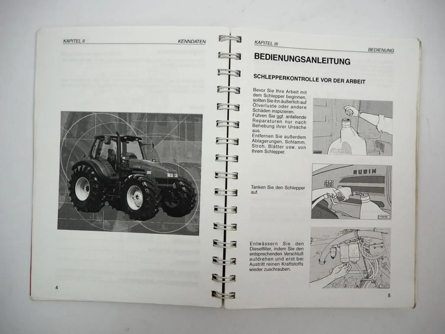 Original Same Rubin 120 135 150 Traktor Betriebsanleitung Wartung 1999