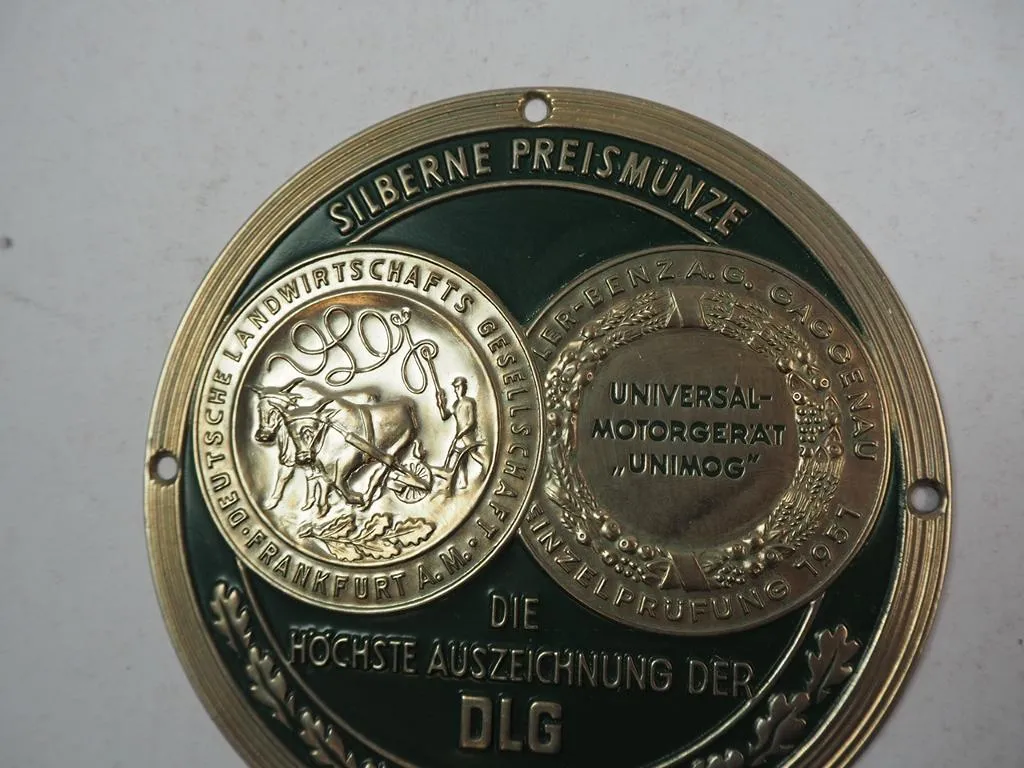 original silberne Preismünze DLG Unimog Mercedes Benz 1951 Durchmesser ca 10 cm