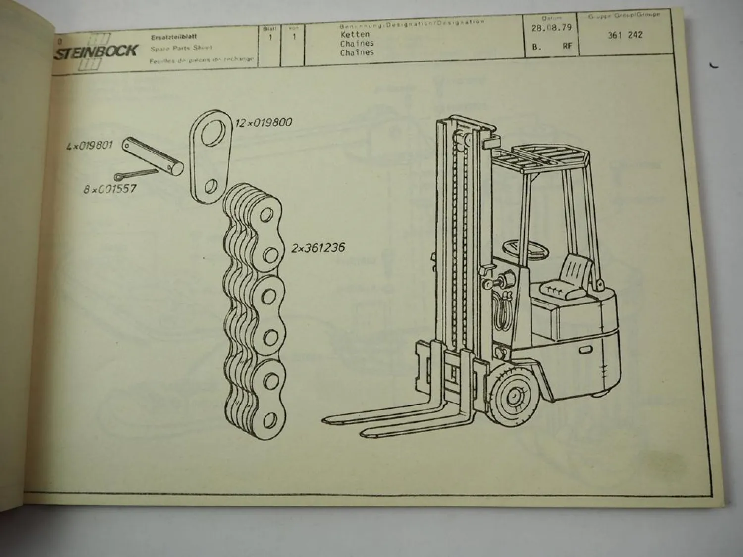 Original Steinbock EGV 1,25 DI 296 Elektrostapler Ersatzteilkatalog Spare Parts