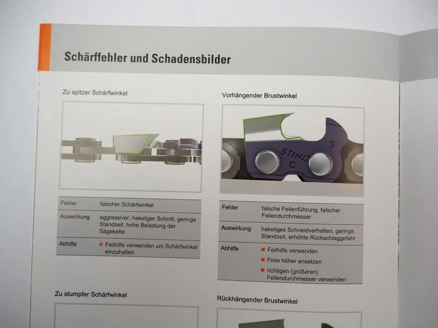 Original Stihl Sägeketten schärfen Ratgeber Handbuch 2012 Motorsäge