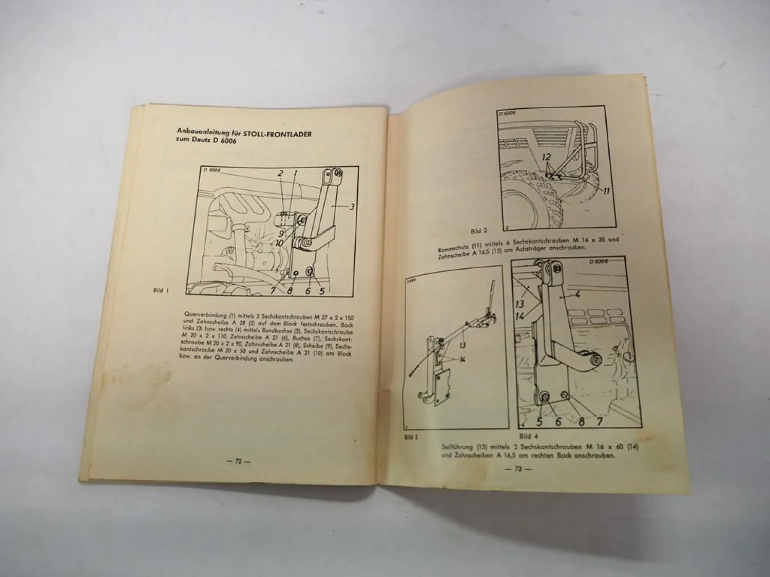 Original Stoll Frontlader Anbauanleitung Ersatzteilliste für Deutz Schlepper 1969