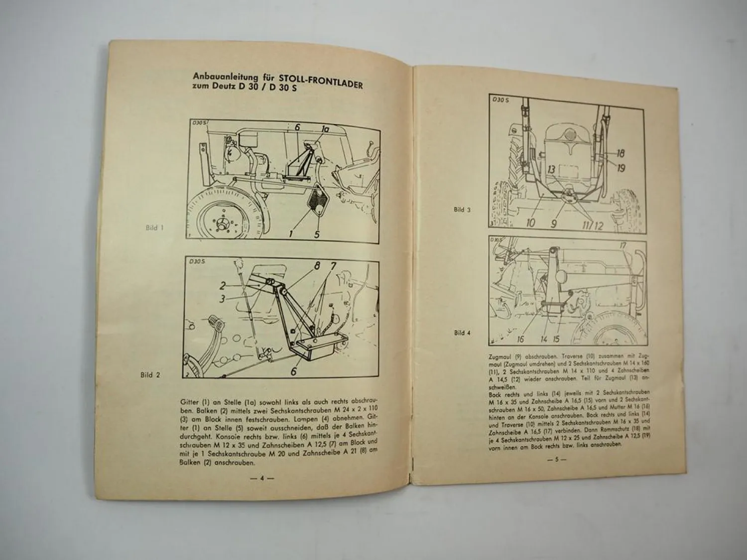 Original Stoll Frontlader Anbauanleitung Ersatzteilliste für Deutz Schlepper 1969