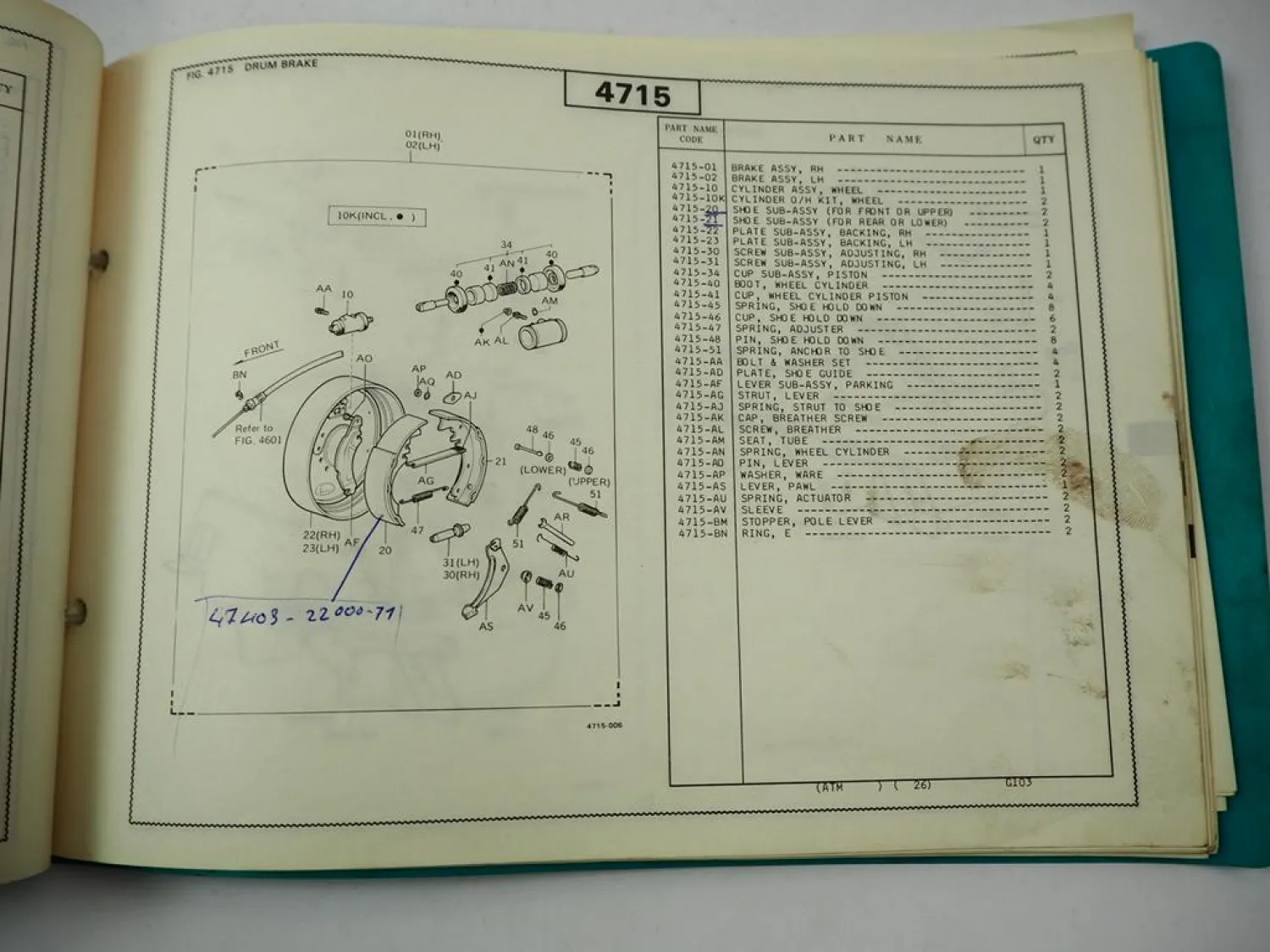 Original Toyota 42-4FG20 Fork Lift Truck Parts Catalog Ersatzteilliste Gabelstapler