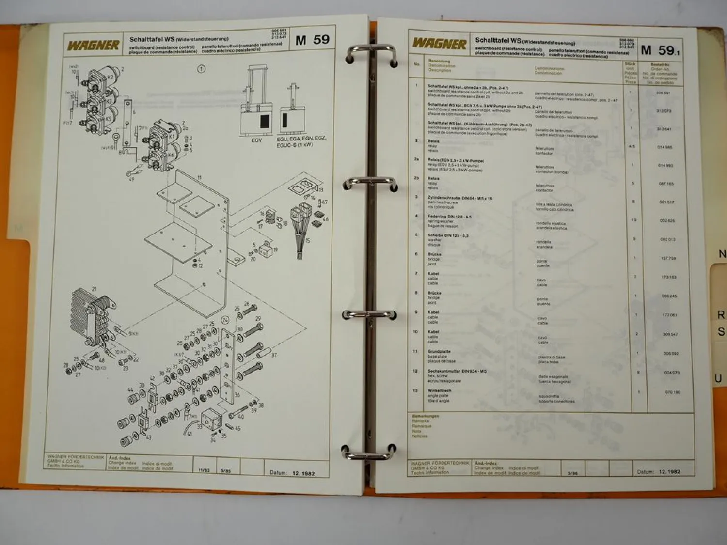 Original Wagner EGV EGU EGN EGA EGZ Hubwagen Betriebsanleitung Ersatzteilliste