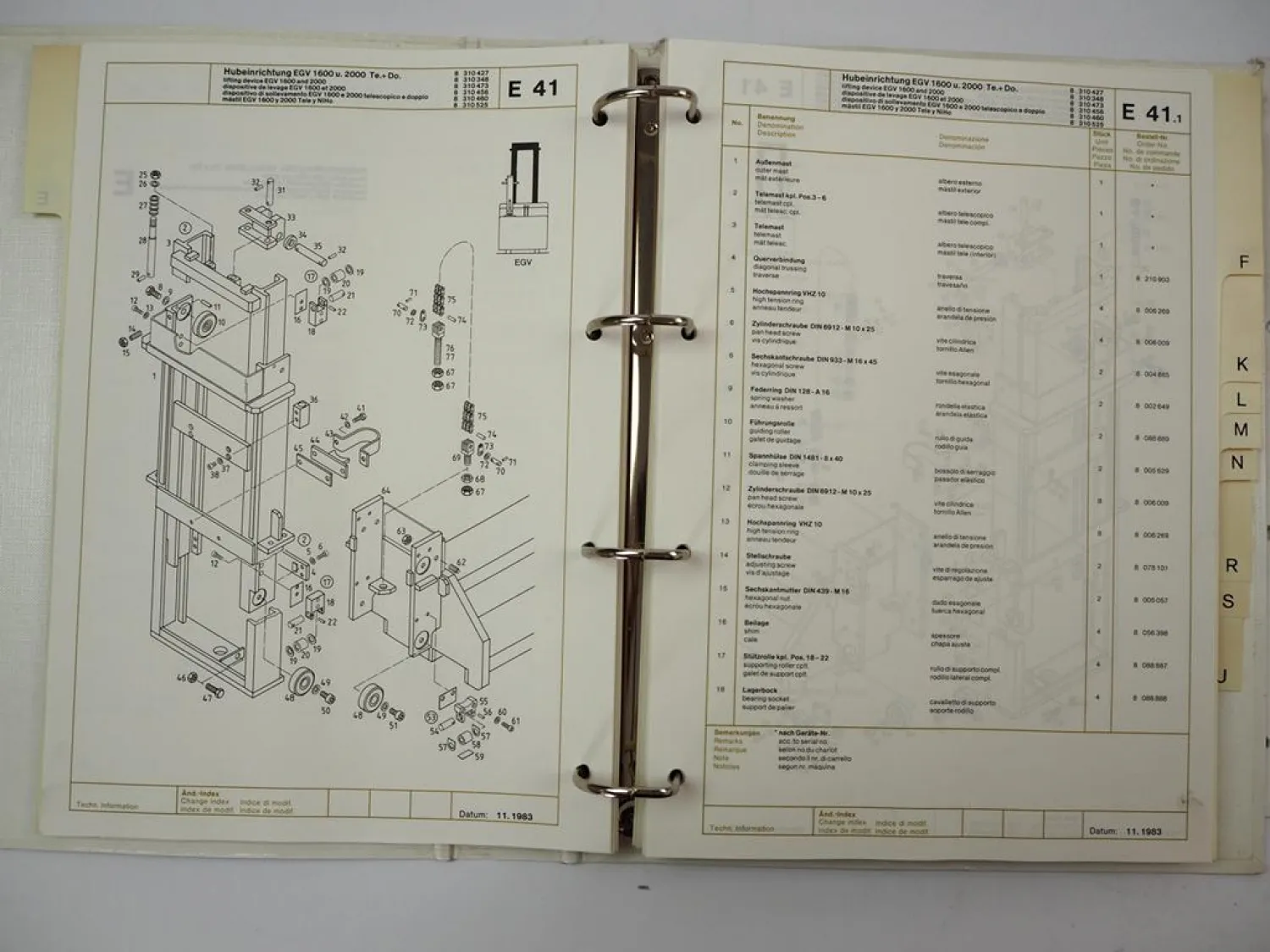 Original Wagner EGV EGU EGN EGA EGZ Hubwagen Betriebsanleitung Ersatzteilliste
