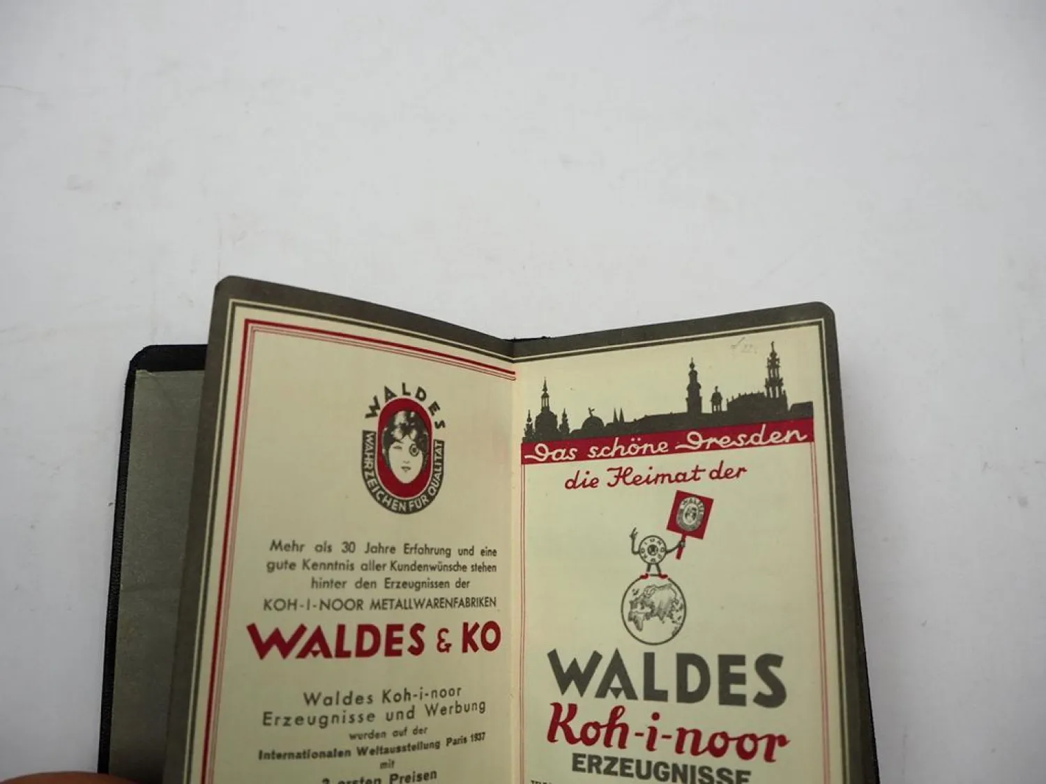 Original Werbekalender Waldes Koh-i-noor Dresden 1938 Notizbuch