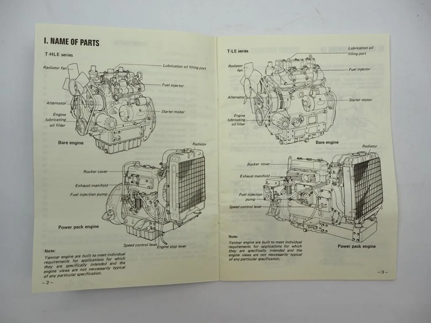 Original Yanmar T 80 90 LE 72 75 84 HLE Diesel Engine Operation Manual