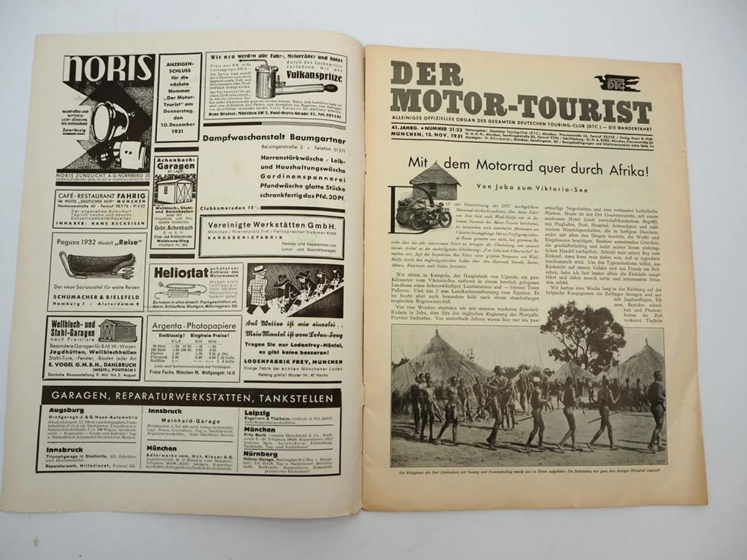 Original Zeitschrift Der Motor-Tourist Nr. 20 von 1931 DTC Motorrad PKW Flugzeug