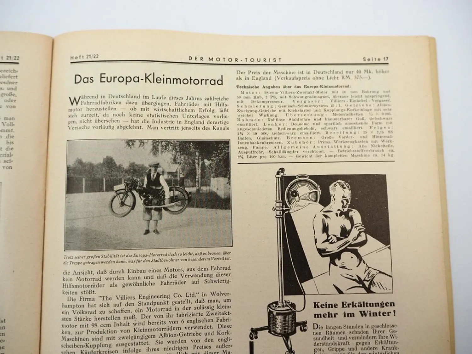 Original Zeitschrift Der Motor-Tourist Nr. 20 von 1931 DTC Motorrad PKW Flugzeug