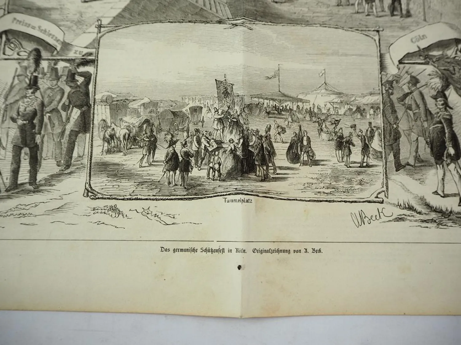 Original Zeitungsblatt Das germanische Schützenfest in Cöln 1860 Köln