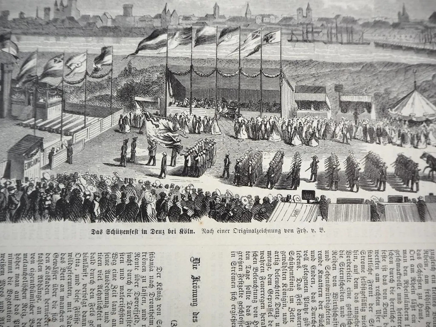 Original Zeitungsblatt Das Schützenfest in Deutz bei Köln 1869