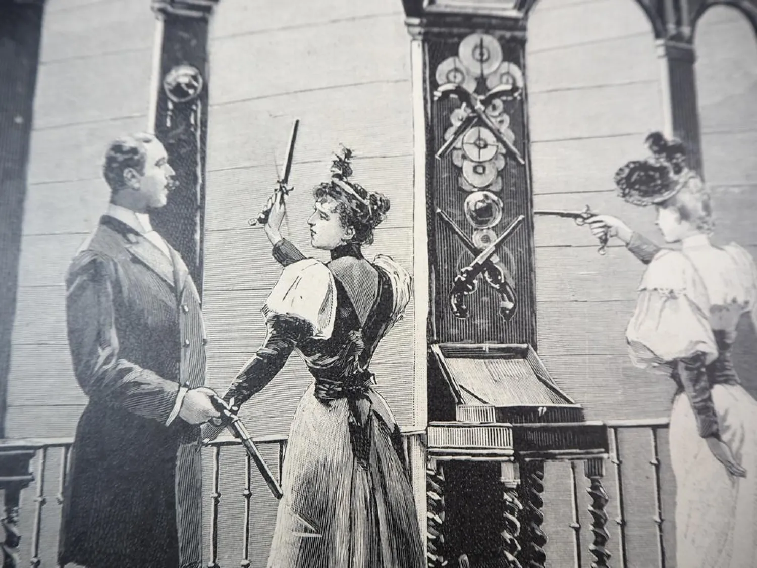 Original Zeitungsblatt Im Pistolenschießstande zu Wiesbaden ca. 1893