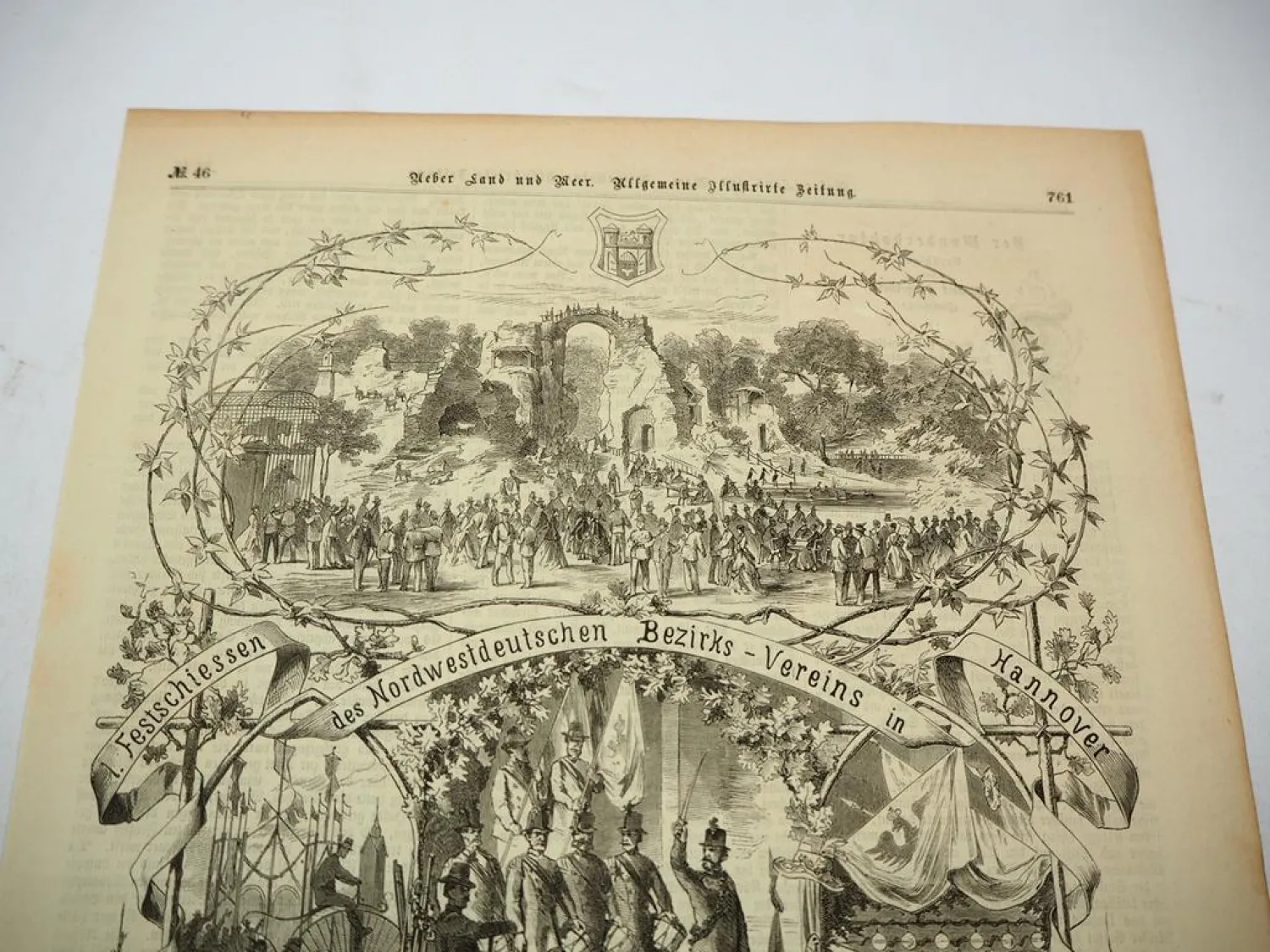 Original Zeitungsblatt Nordwestdeutsches Bezirkschiessen in Hannover ca. 1867