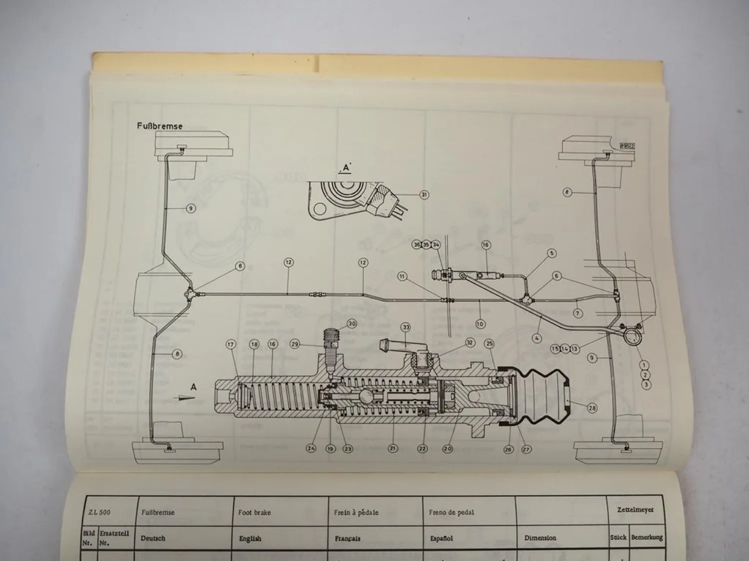 Original Zettelmeyer ZL500 Knicklader Ersatzteilliste Spare Parts List 1970er J.