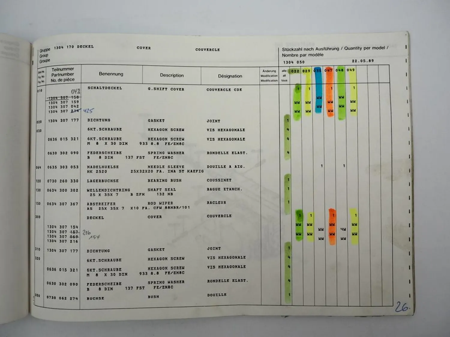 Original ZF 16 S 109 Ecomid Getriebe Ersatzteilliste MAN Spare Parts List 5/1989