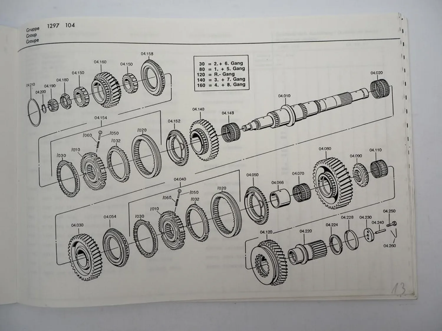 Original ZF 16 S 160/1 Ecosplit Getriebe Ersatzteilliste Iveco Parts List 3/1989