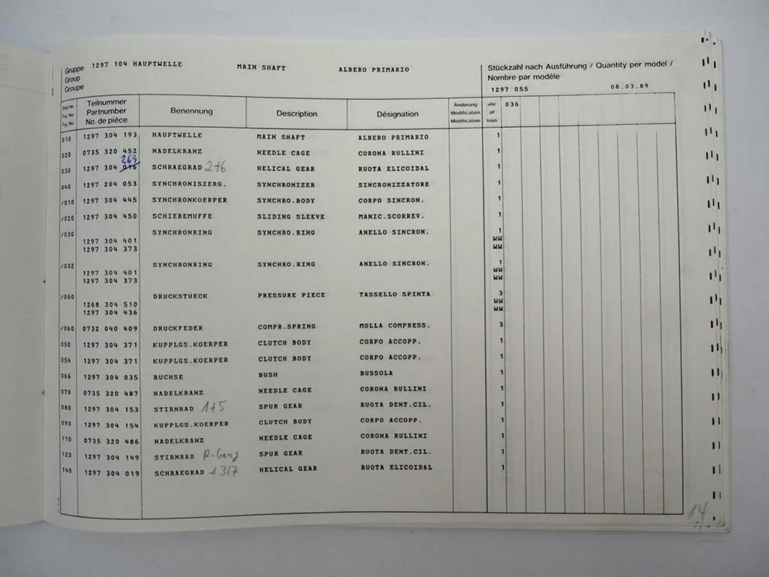 Original ZF 16 S 160/1 Ecosplit Getriebe Ersatzteilliste Iveco Parts List 3/1989