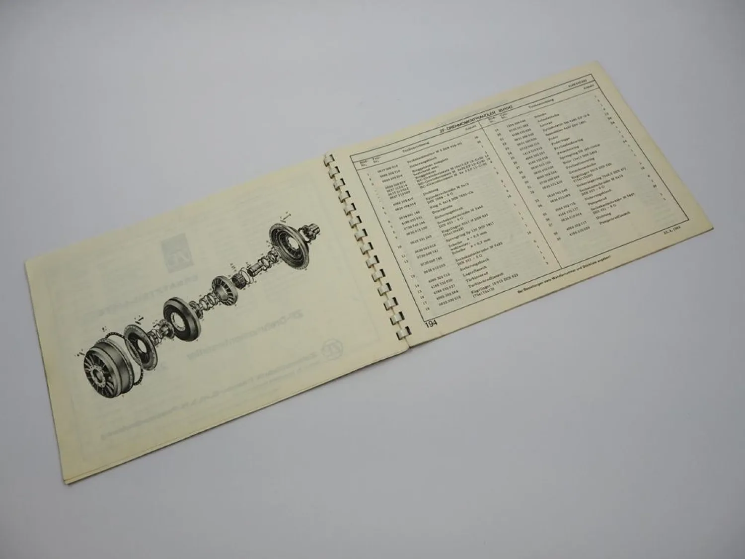 Original ZF 4 WG 65 II Viergang Wendegetriebe Ersatzteilliste Kaelble 11/1969
