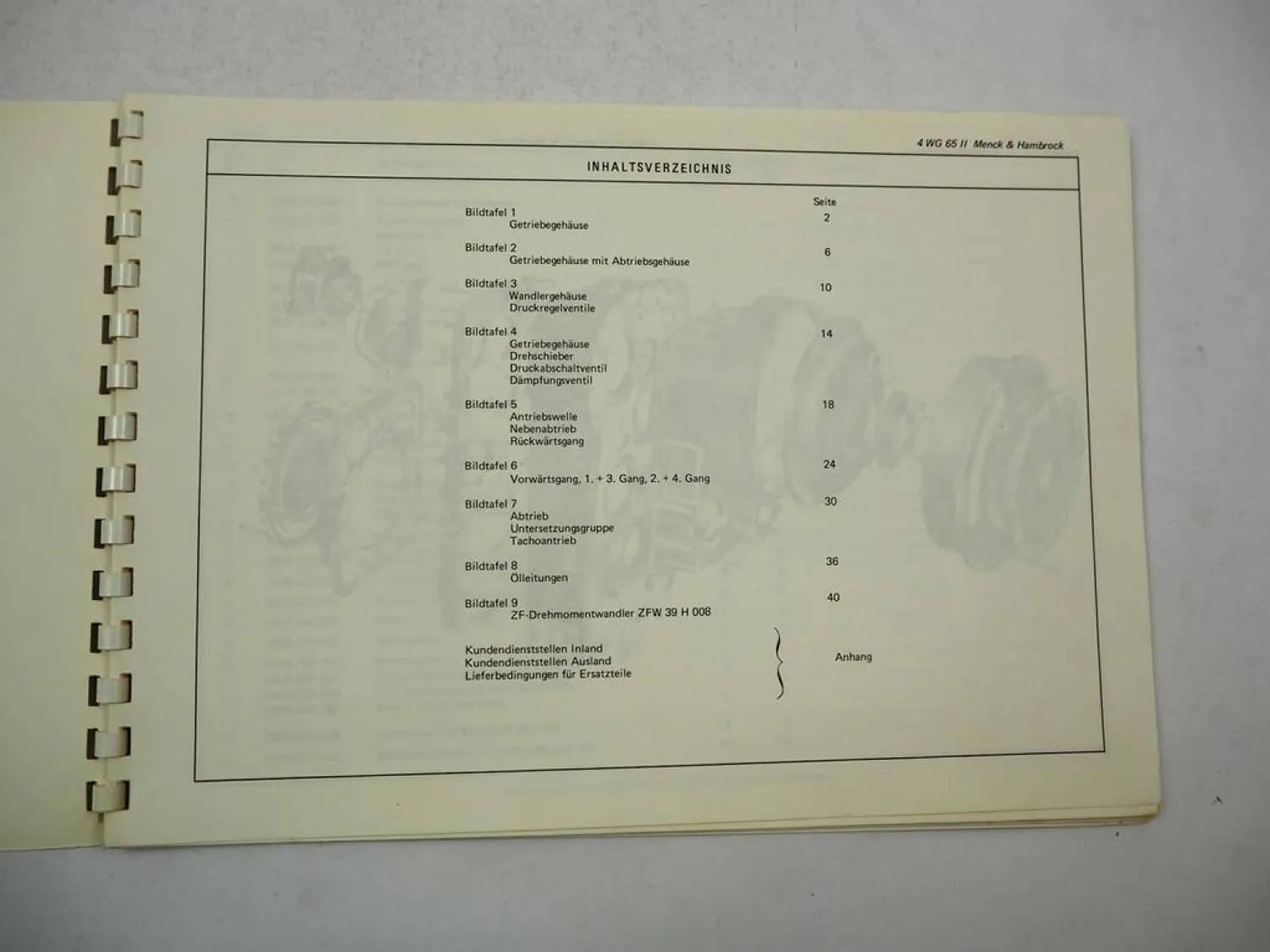Original ZF 4WG65II Wendegetriebe Menck & Hambrock Bagger Ersatzteilliste 1972
