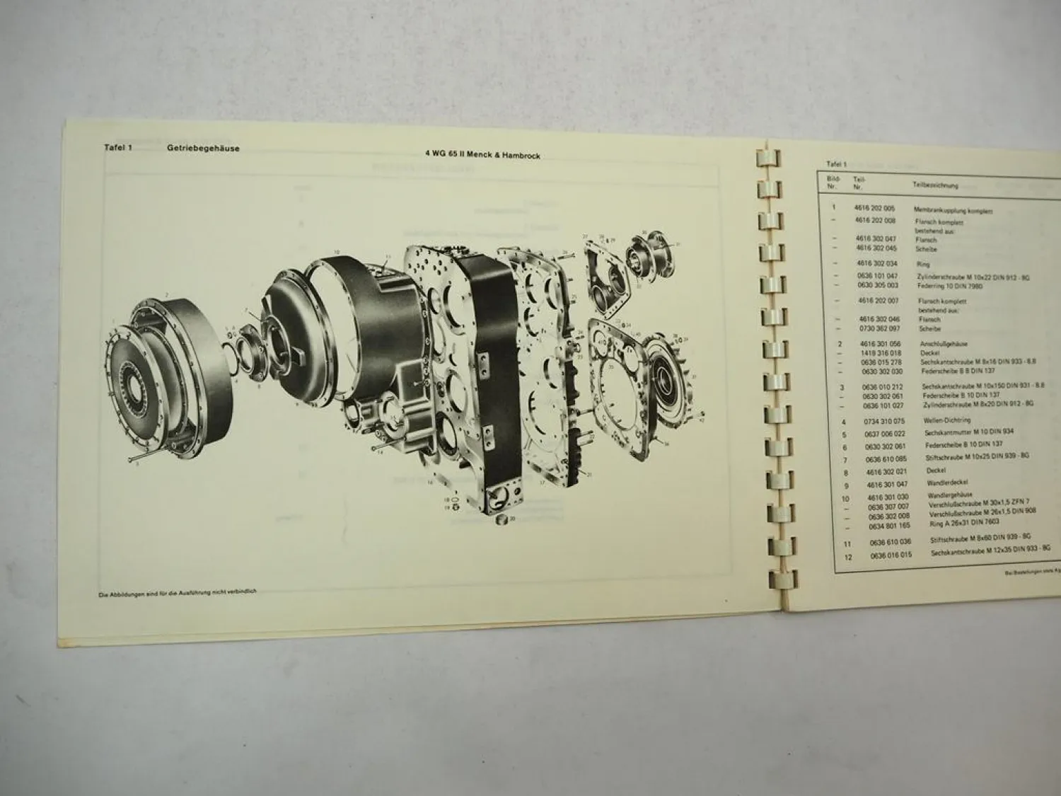 Original ZF 4WG65II Wendegetriebe Menck & Hambrock Bagger Ersatzteilliste 1972