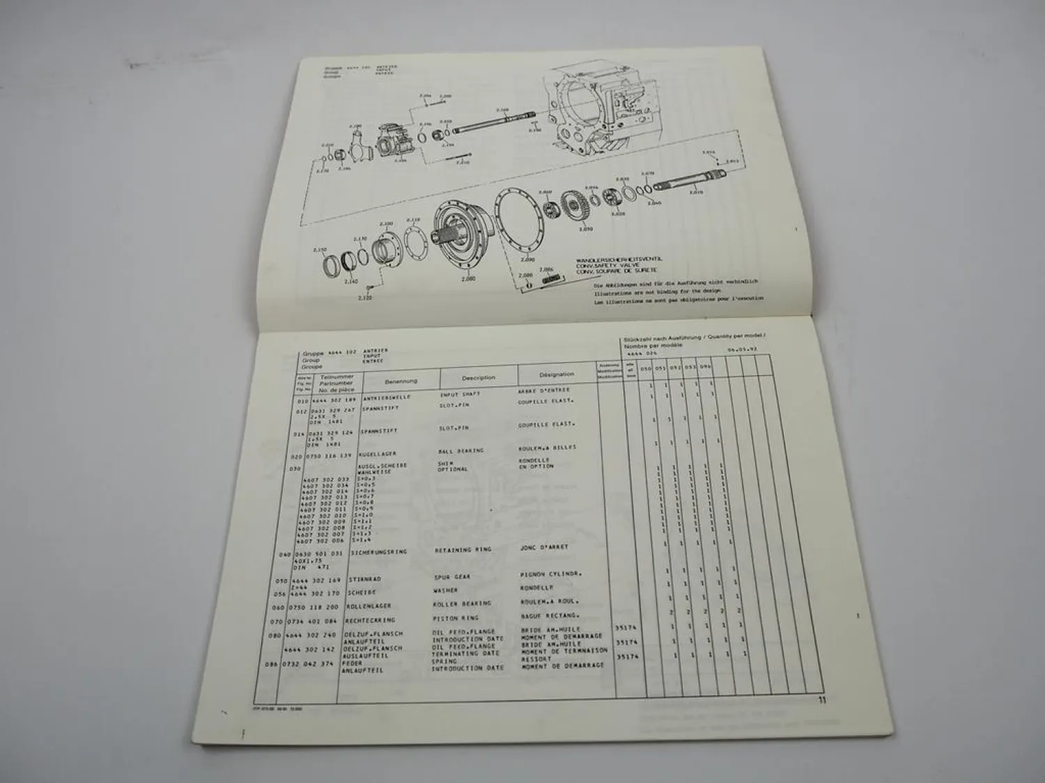 Original ZF 6 WG-200 Hydromedia Getriebe Ersatzteilliste Faun Parts List 03/1992