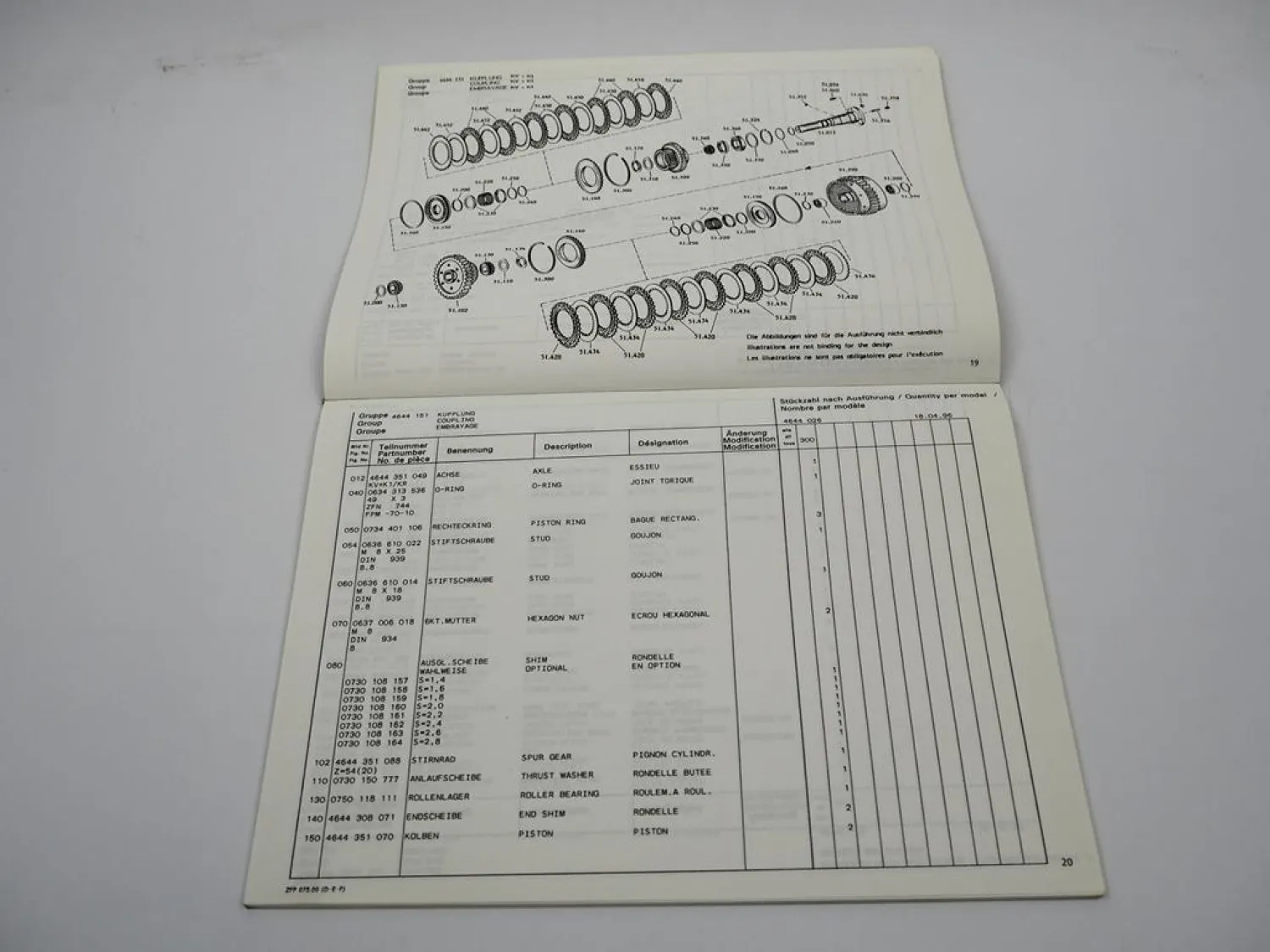 Original ZF 6 WG-200 Hydromedia Getriebe Ersatzteilliste Faun Parts List 04/1996