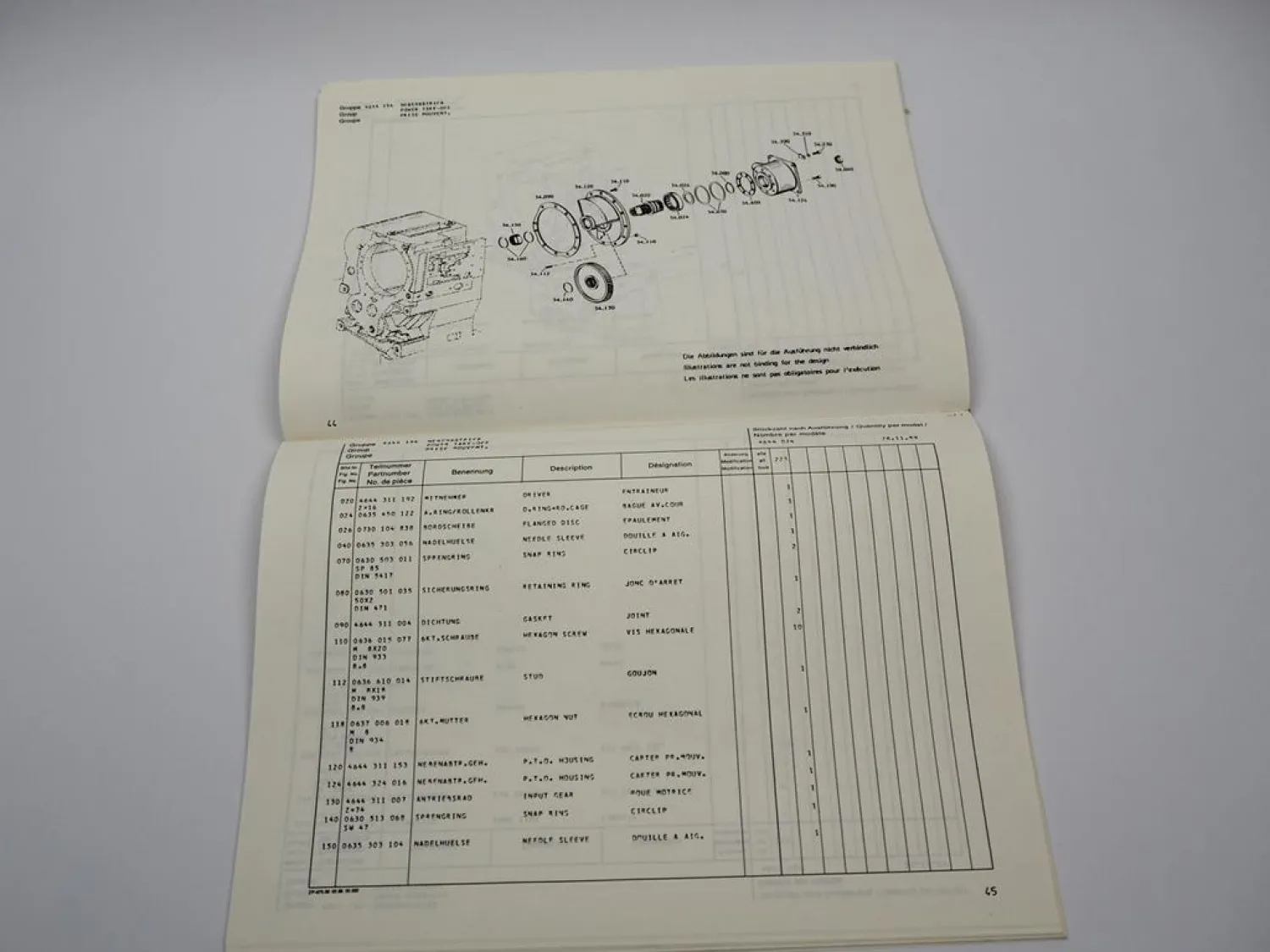 Original ZF 6 WG-200 Hydromedia Getriebe Ersatzteilliste Krupp Parts List 11/89