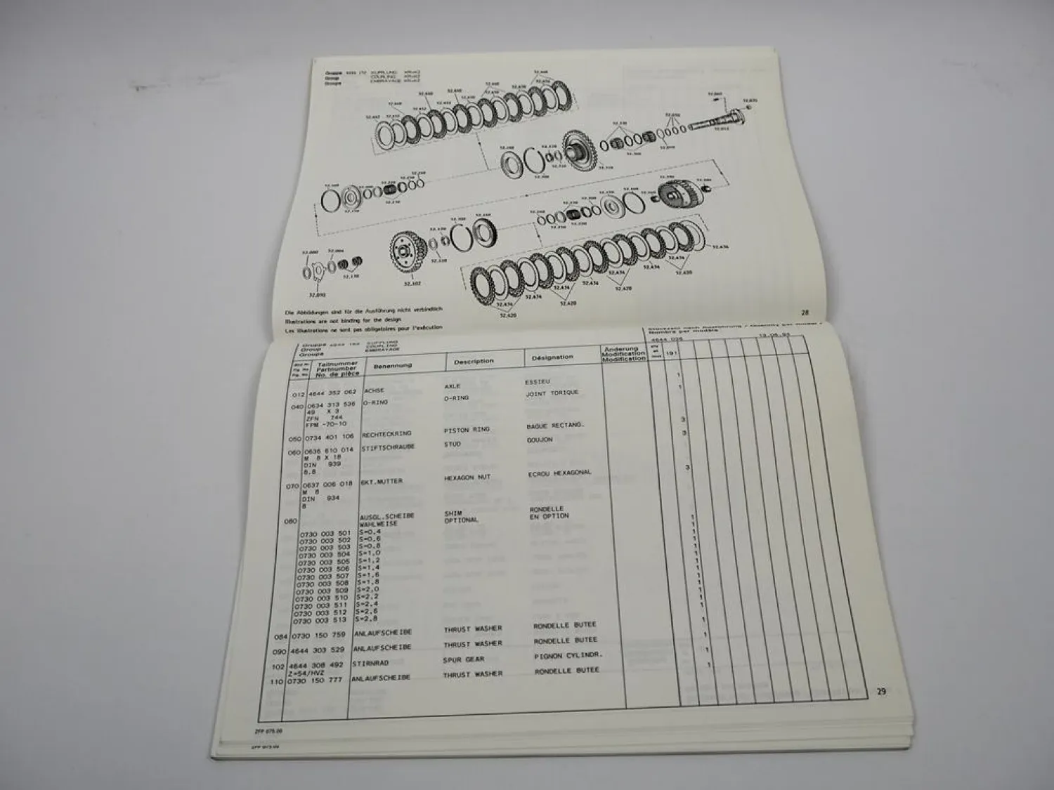 Original ZF 6 WG-200 Hydromedia Getriebe Ersatzteilliste Moxy Parts List 06/1994