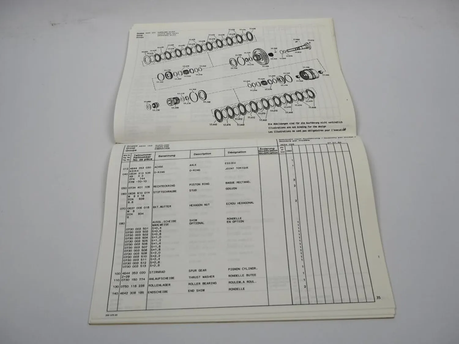 Original ZF 6 WG-200 Wandlergetriebe Ersatzteilliste Terex Parts List 01/1994