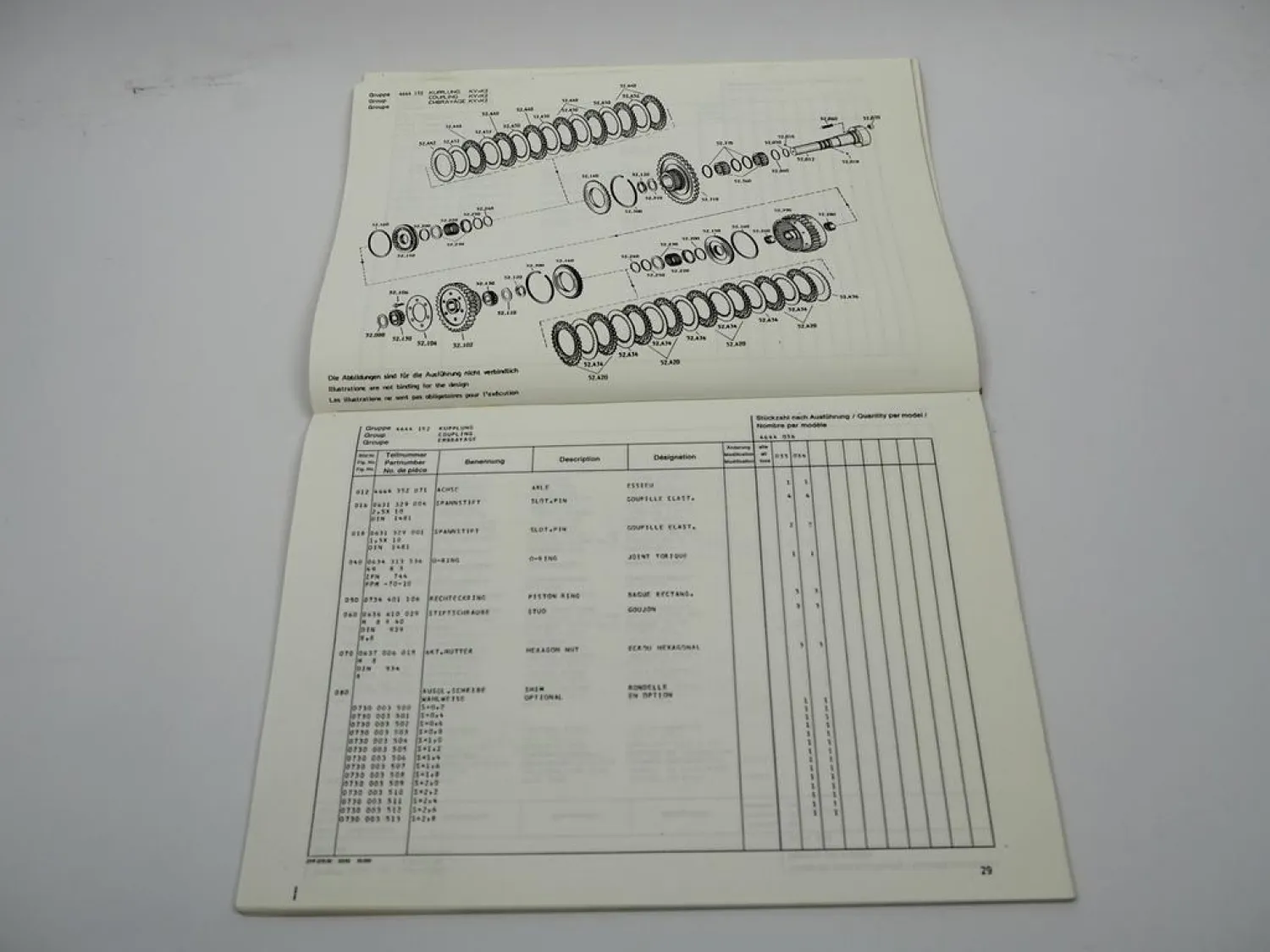 Original ZF 6 WG-201 Hydromediagetriebe Ersatzteilliste Liebherr Parts List 5/92