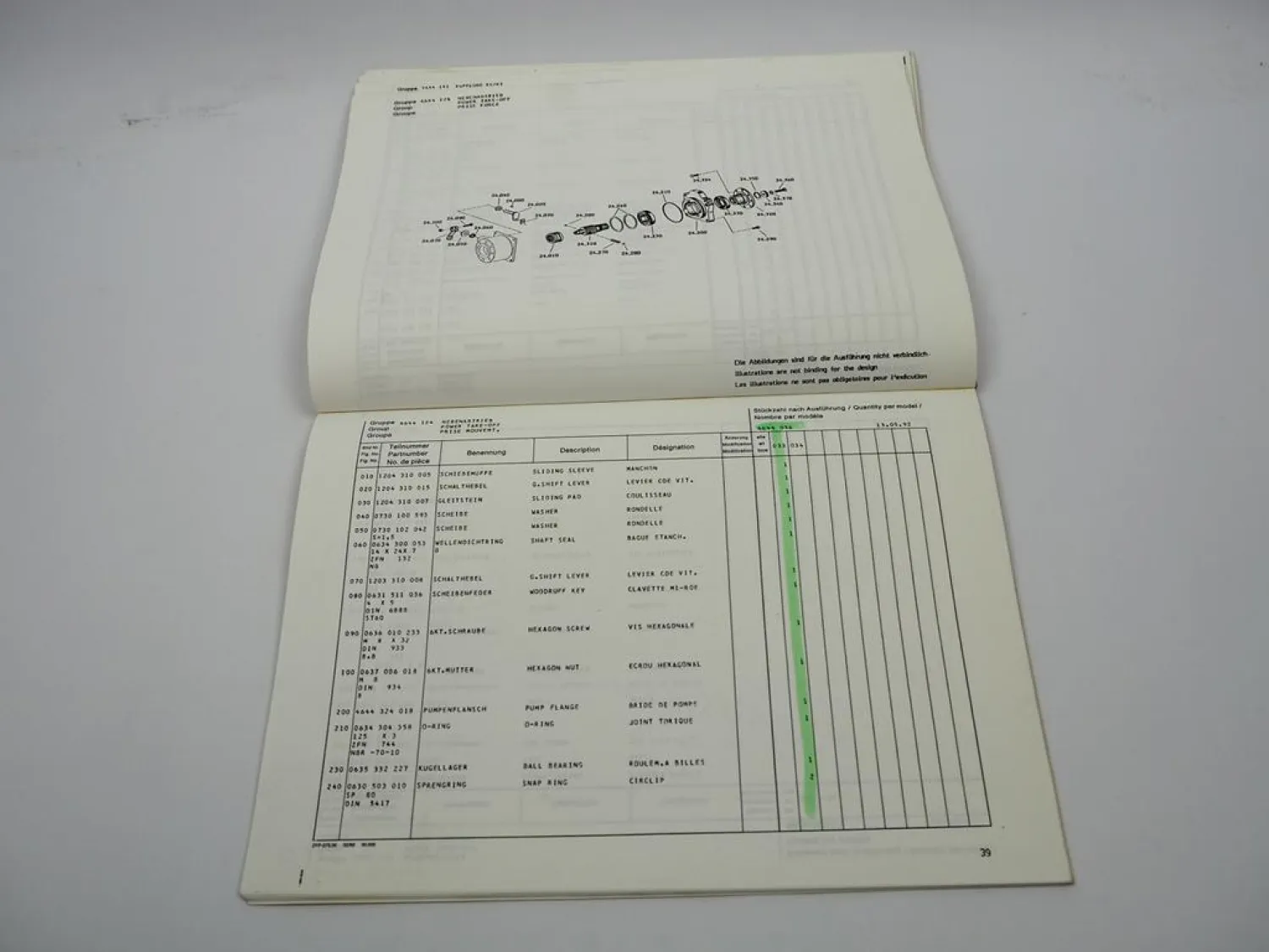 Original ZF 6 WG-201 Hydromediagetriebe Ersatzteilliste Liebherr Parts List 5/92