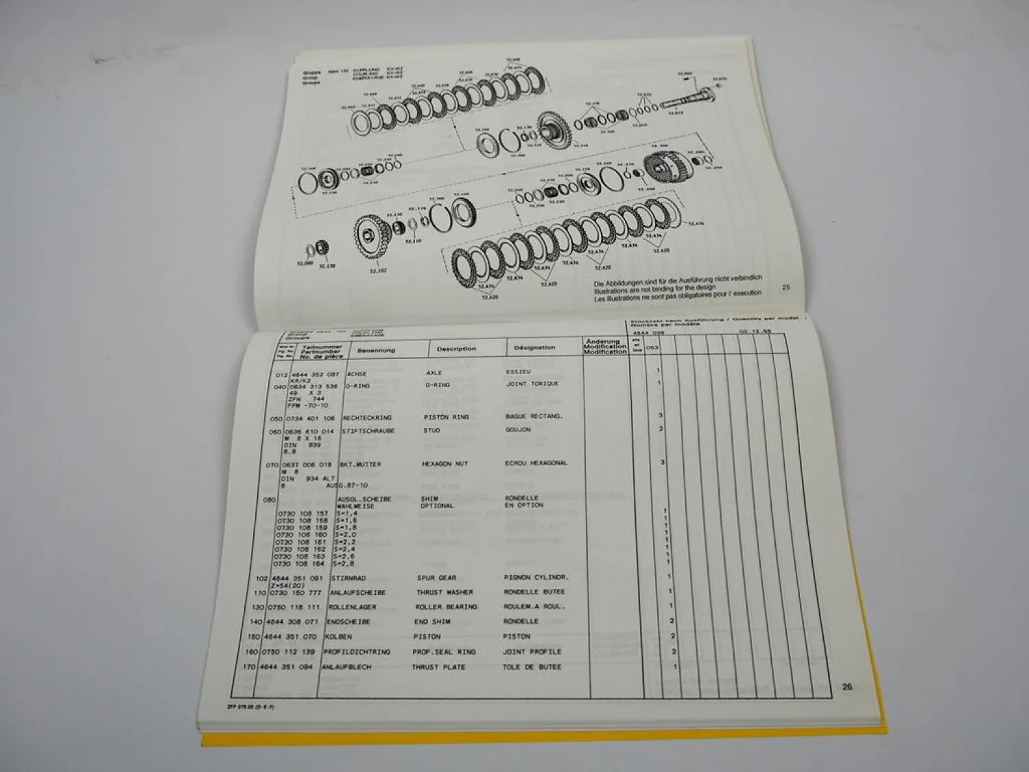Original ZF 6 WG-201 Hydromediagetriebe Ersatzteilliste Sisu Parts List 12/1998