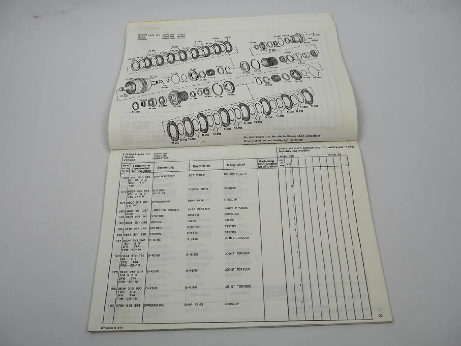 Original ZF 6 WG-251 Hydromediagetriebe Ersatzteilliste Faun Parts List 06/1997