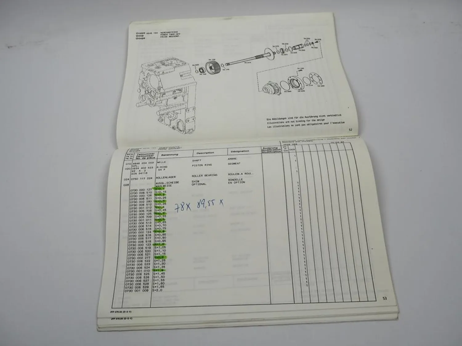 Original ZF 6 WG-260 Hydromediagetriebe Ersatzteilliste Terex Parts List 04/1997