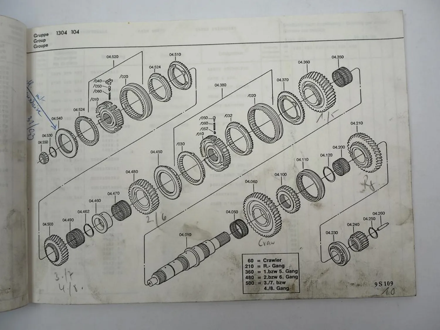 Original ZF 9 S 109 Ecomid Getriebe Ersatzteilliste MAN Spare Parts List 05/1988